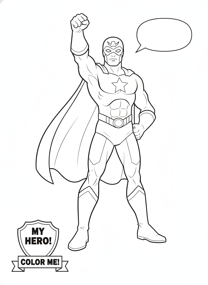 Coloring page: create your own superhero