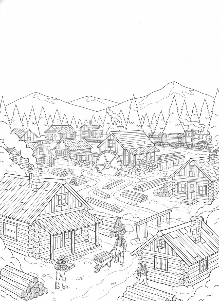 Coloring page: lumber city