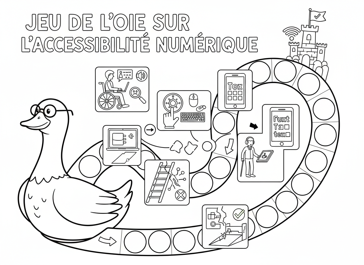 Coloring page: jeu de l'oie sur l'accessibilité Numérique