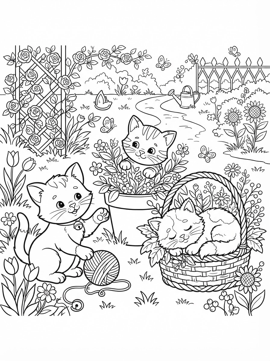 Coloring page: kittens