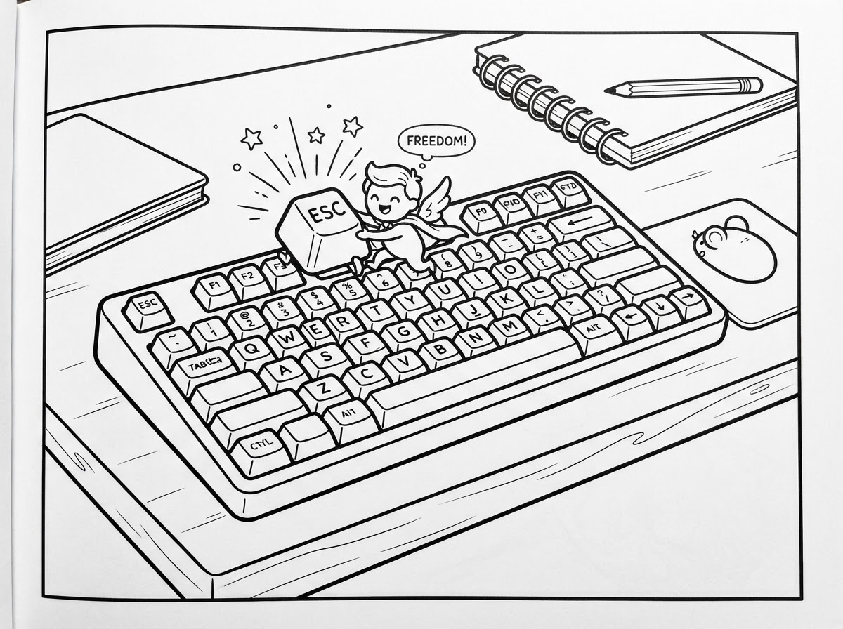 Coloring page: Keyboard, Escape