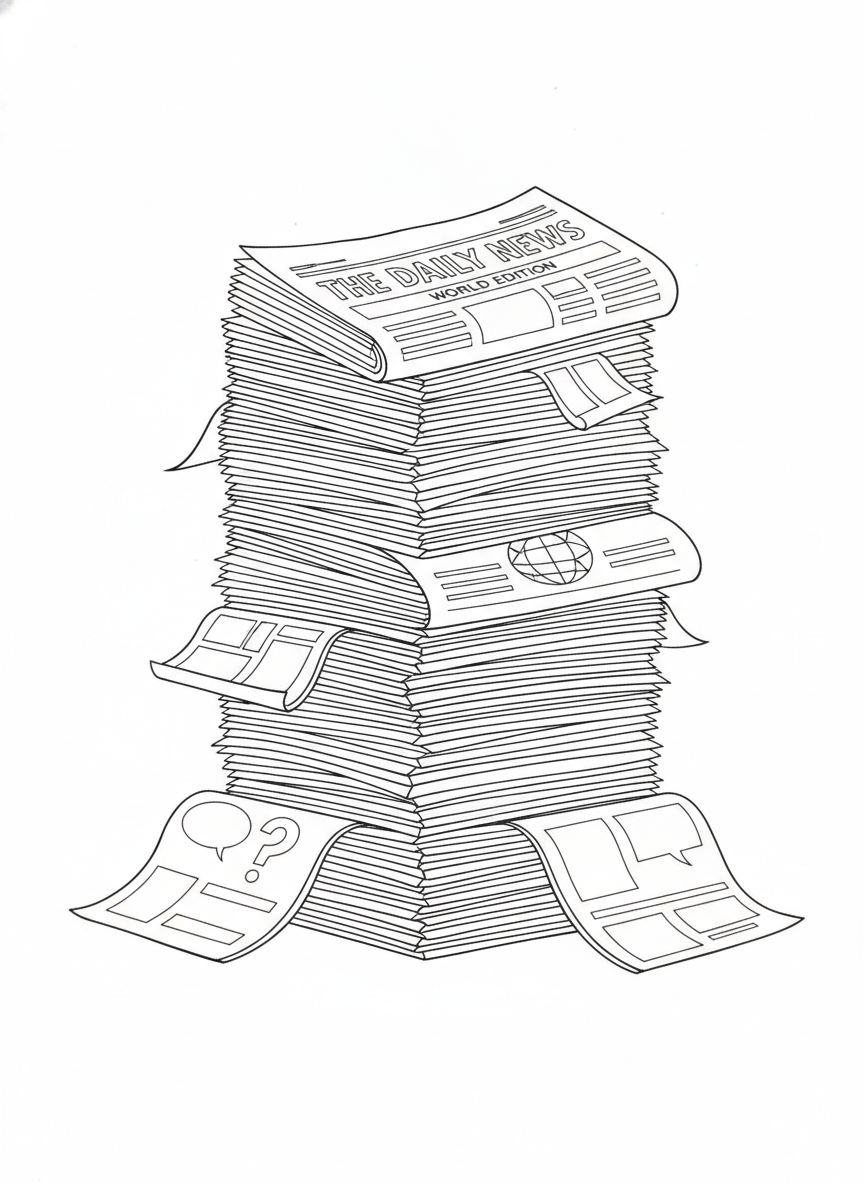 Coloring page: ein stapel zeitungen