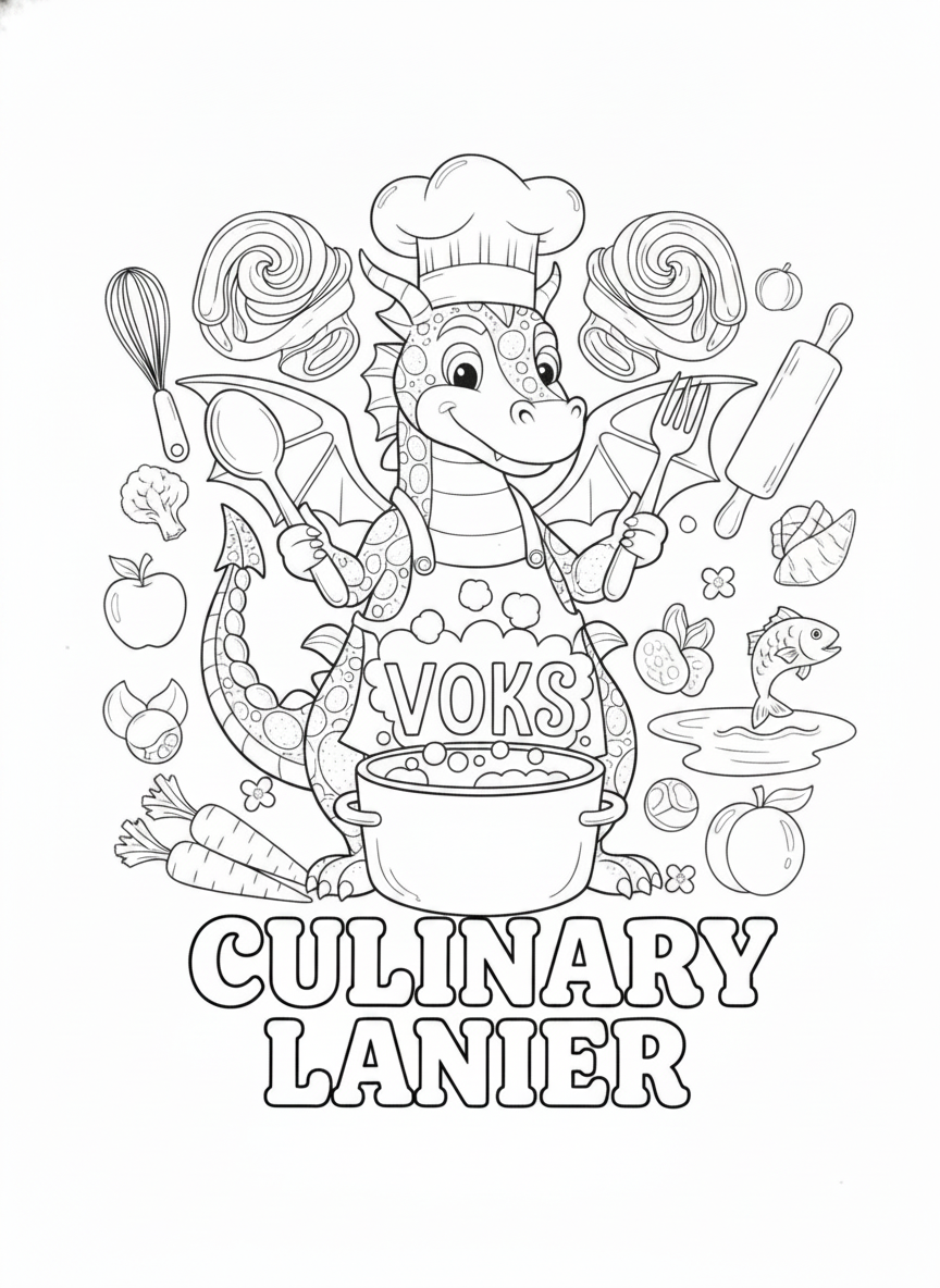 Coloring page: Culinary Lanier VOKS (edited: Make lines thicker)