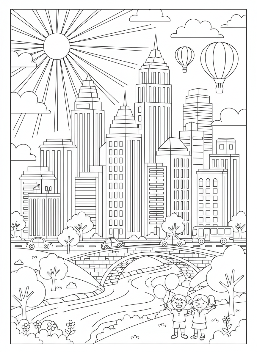 Coloring page: City
