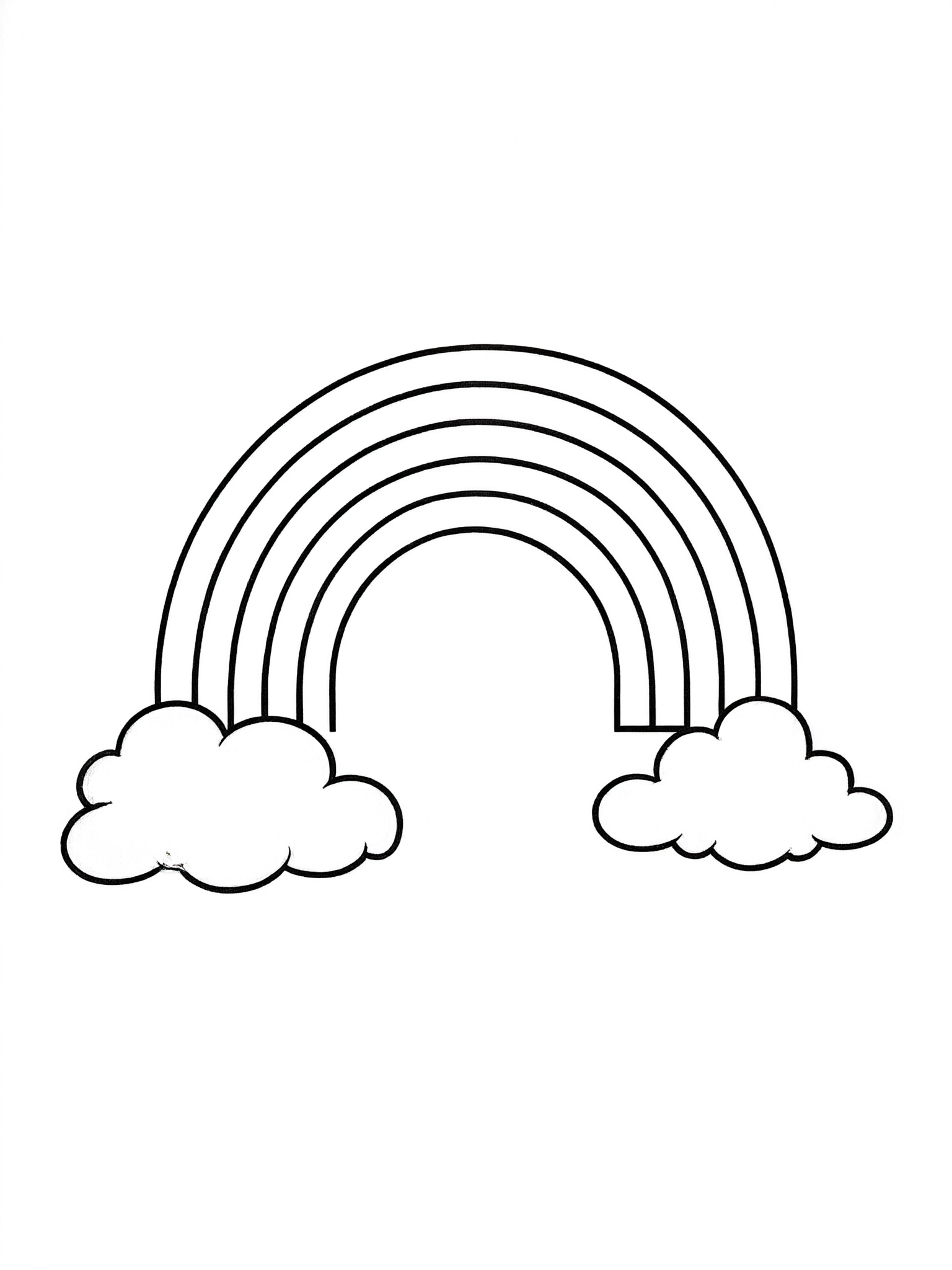 Coloring page: a rainbow (edited: only a rainbow nothing else) (edited: add two clouds at the bottom)