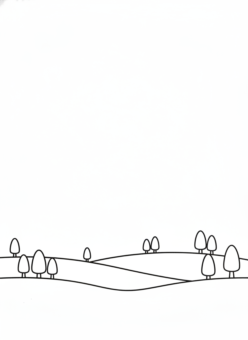Coloring page: a night sky with stars (edited: delete the moon only stars and landscape)