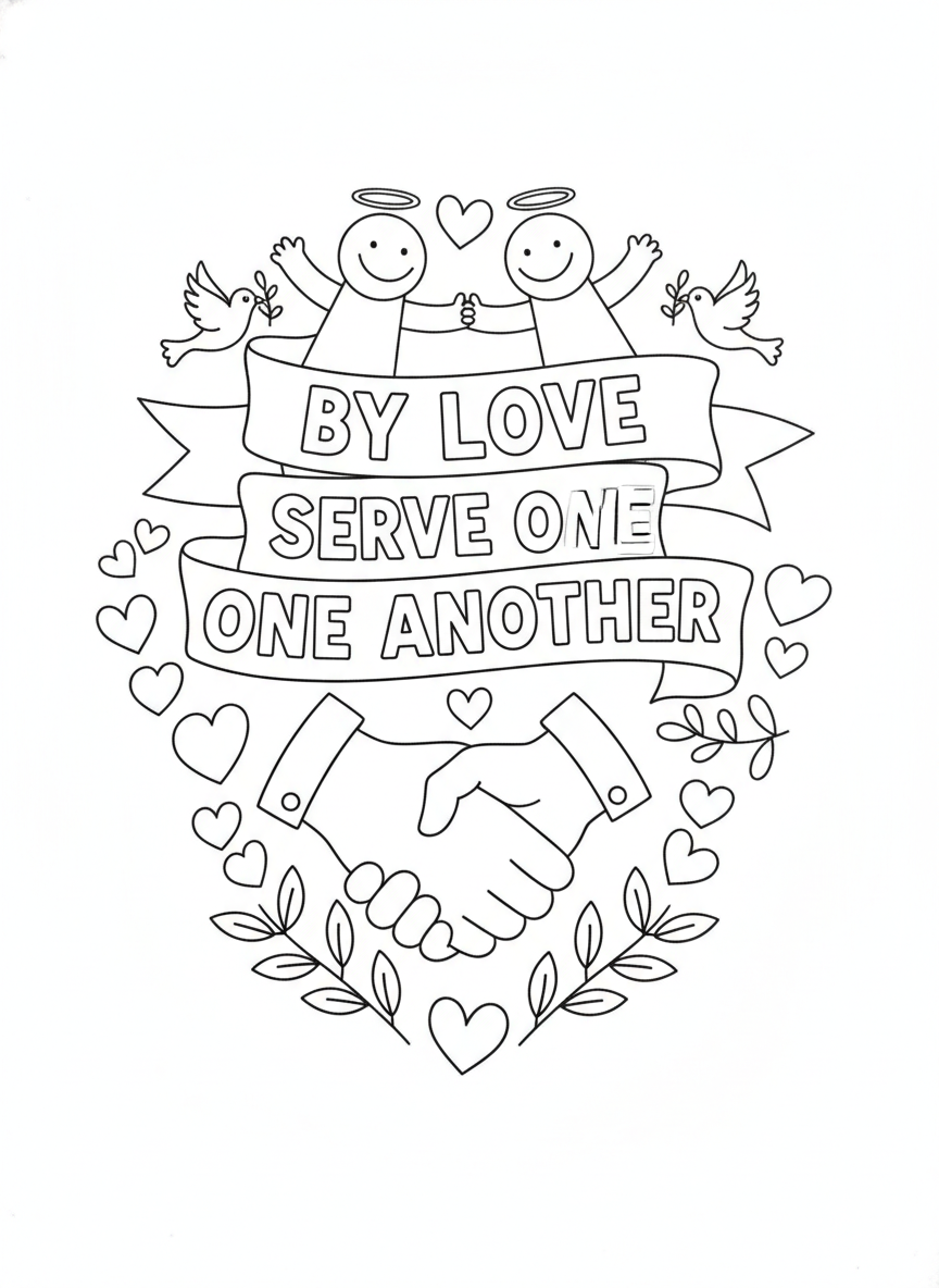 Coloring page: By love serve one another