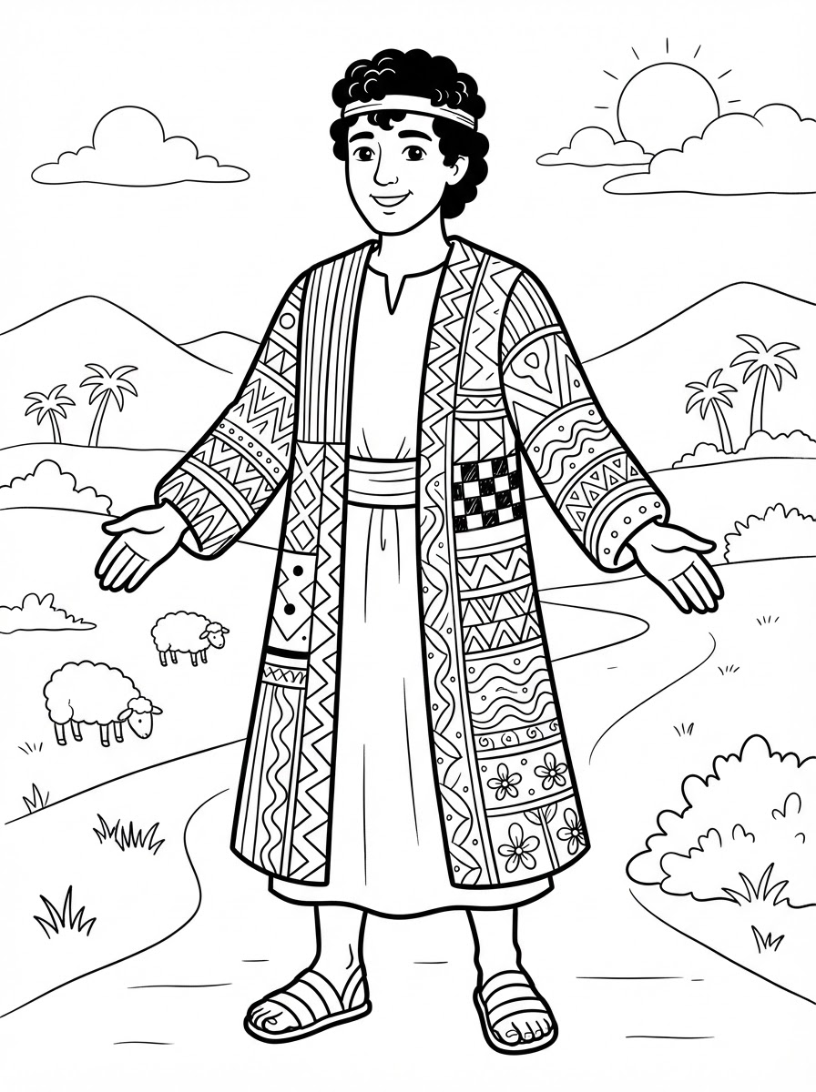 Coloring page: joseph in his coat of many colors