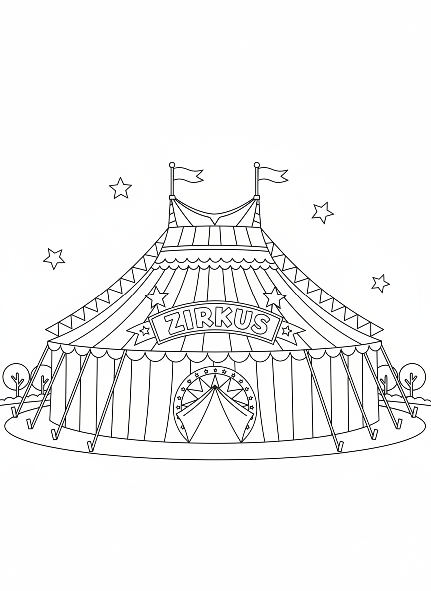 Coloring page: Zirkuszelt
